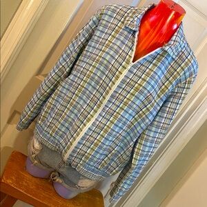 Vintage National Blue and Green Plaid Light fit Jacket with Pockets!